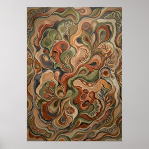 Psychedelic Swirling Abstract Organic Art Pattern  Poster