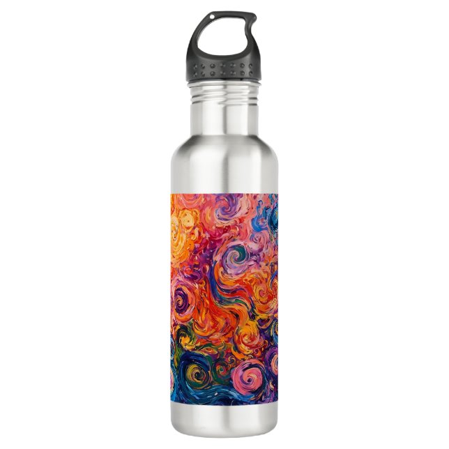Psychedelic Swirls Oil Painting 710 Ml Water Bottle (Front)