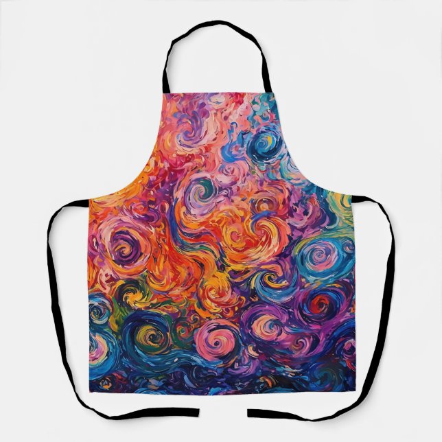 Psychedelic Swirls Oil Painting Apron (Front)