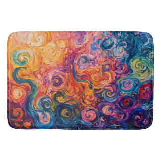 Psychedelic Swirls Oil Painting Bath Mat