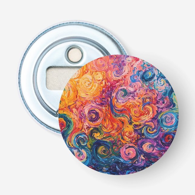 Psychedelic Swirls Oil Painting Bottle Opener (Front)
