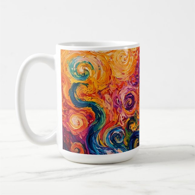 Psychedelic Swirls Oil Painting Coffee Mug (Left)
