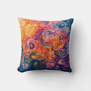 Psychedelic Swirls Oil Painting Cushion