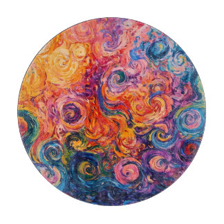 Psychedelic Swirls Oil Painting Cutting Board
