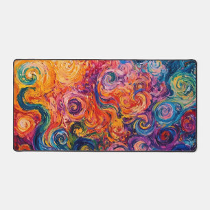 Psychedelic Swirls Oil Painting Desk Mat