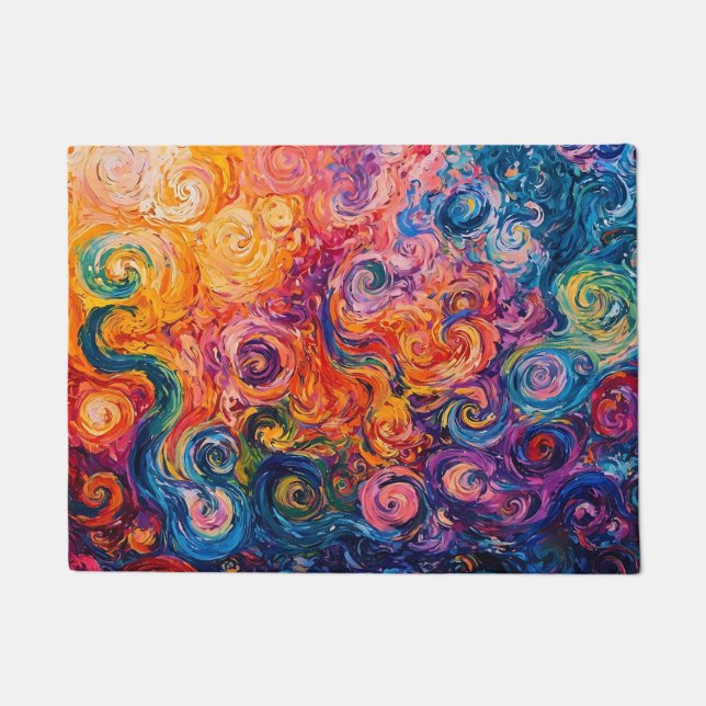 Psychedelic Swirls Oil Painting Doormat (Front)