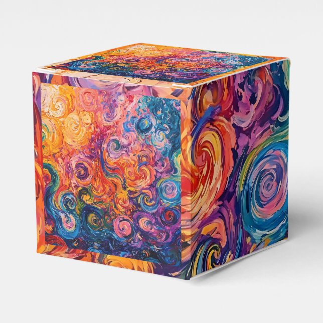 Psychedelic Swirls Oil Painting Favour Box (Front Side)