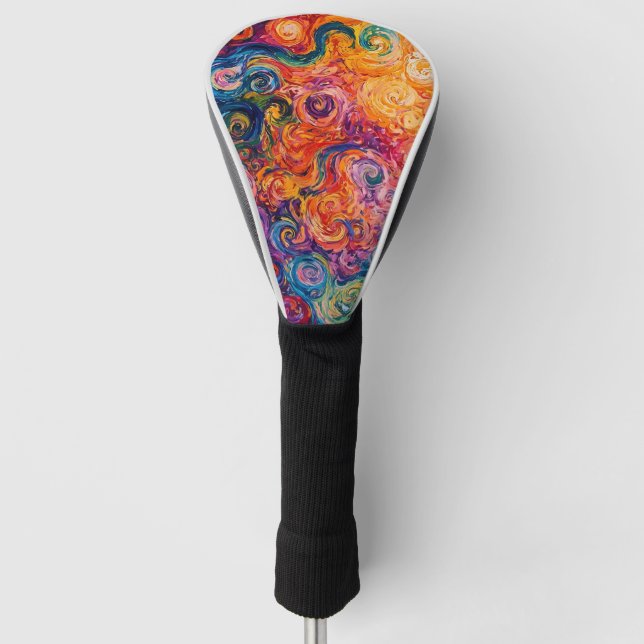 Psychedelic Swirls Oil Painting Golf Head Cover (Front)