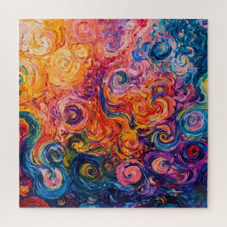 Psychedelic Swirls Oil Painting Jigsaw Puzzle