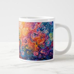 Psychedelic Swirls Oil Painting Large Coffee Mug