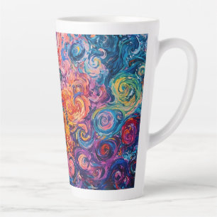 Psychedelic Swirls Oil Painting Latte Mug