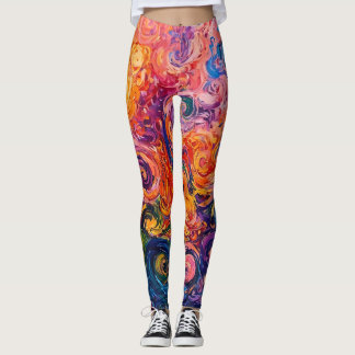 Psychedelic Swirls Oil Painting Leggings