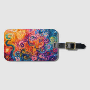 Psychedelic Swirls Oil Painting Luggage Tag