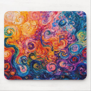 Psychedelic Swirls Oil Painting Mouse Mat