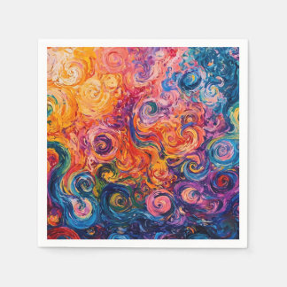 Psychedelic Swirls Oil Painting Napkin