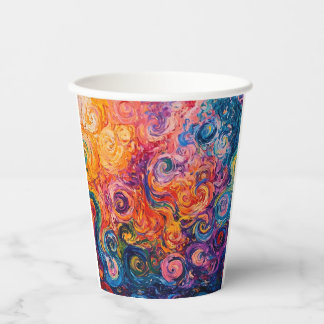 Psychedelic Swirls Oil Painting Paper Cups