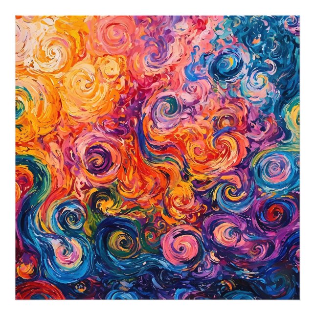 Psychedelic Swirls Oil Painting Photo Print (Front)