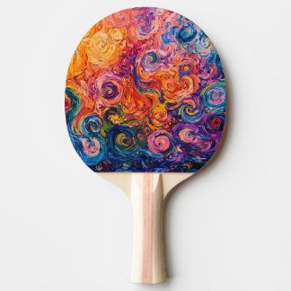 Psychedelic Swirls Oil Painting Ping Pong Paddle