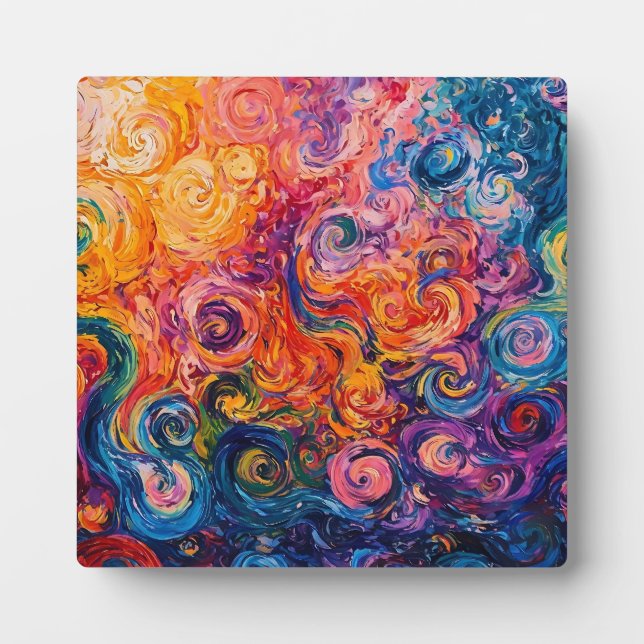 Psychedelic Swirls Oil Painting Plaque (Front)