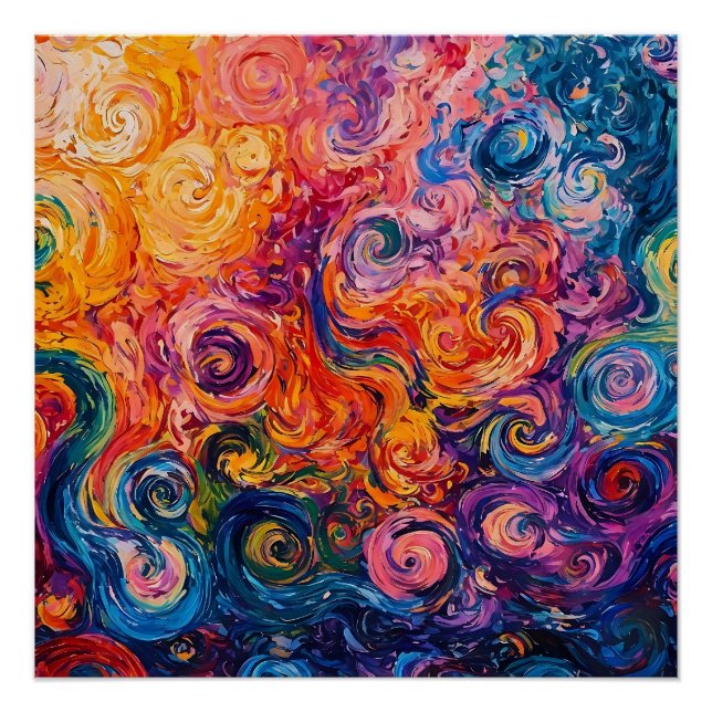 Psychedelic Swirls Oil Painting Poster (Front)