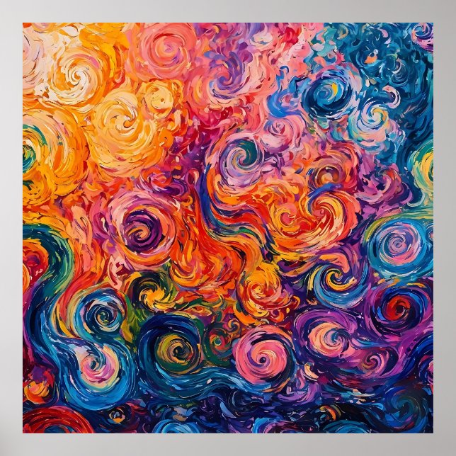 Psychedelic Swirls Oil Painting Poster (Front)