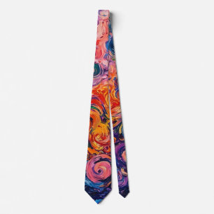 Psychedelic Swirls Oil Painting Tie
