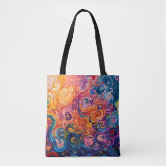 Psychedelic Swirls Oil Painting Tote Bag