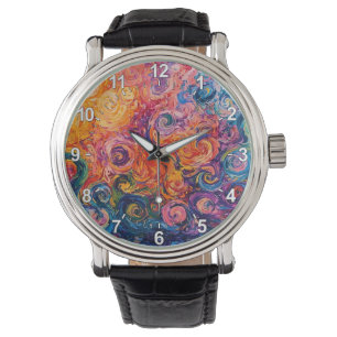 Psychedelic Swirls Oil Painting Watch