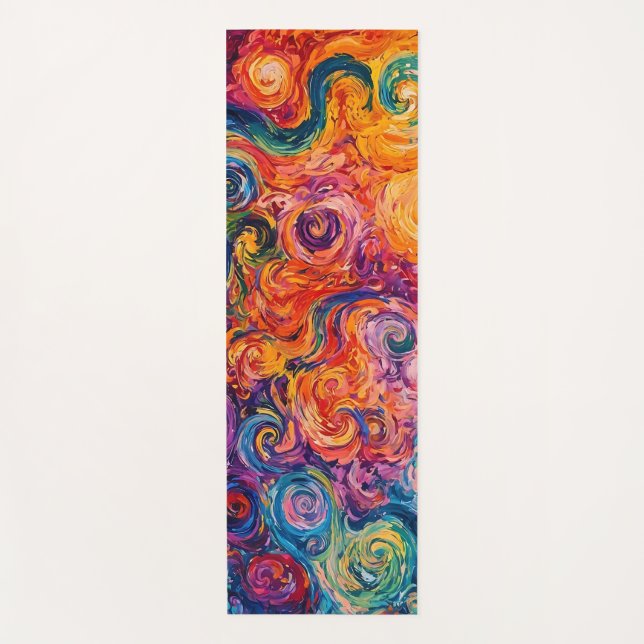 Psychedelic Swirls Oil Painting Yoga Mat (Front)