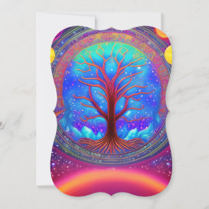 Psychedelic Synthwave Tree of Life Card