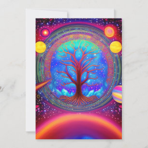 Psychedelic Synthwave Tree of Life  Invitation