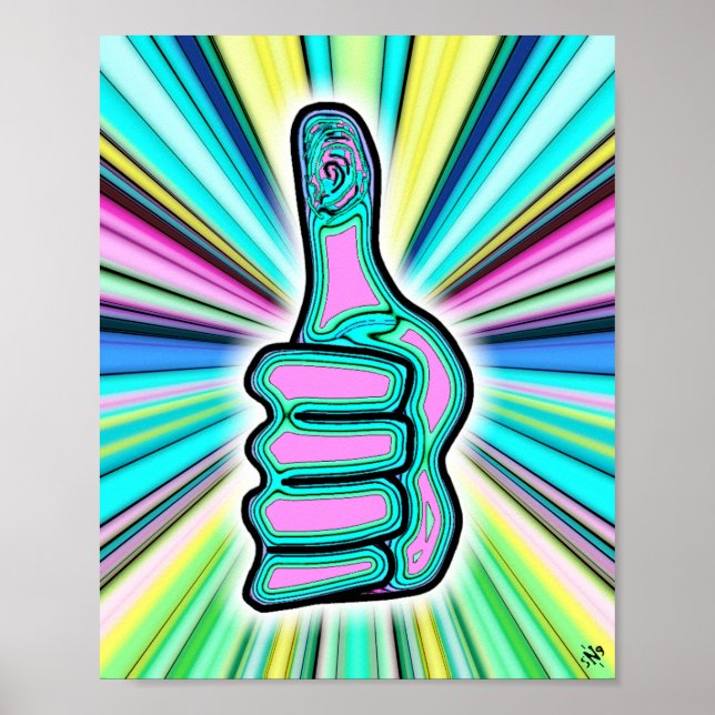 Psychedelic thumbs up! poster (Front)