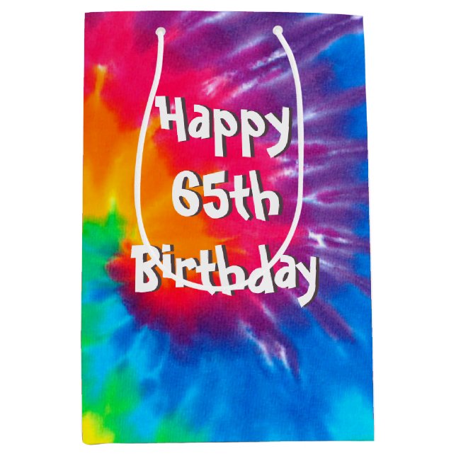 Psychedelic Tie Dye 65th Birthday  Medium Gift Bag (Front)