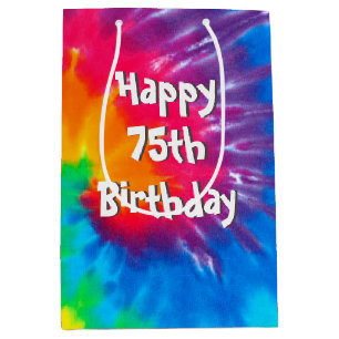 Psychedelic Tie Dye 75th Birthday  Medium Gift Bag