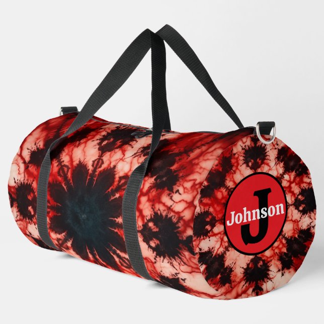 Psychedelic Tie Dye Bloom Monogram Personalised Duffle Bag (Left Corner)