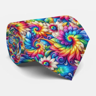 Psychedelic Tie-Dye Floral Pattern Tie
