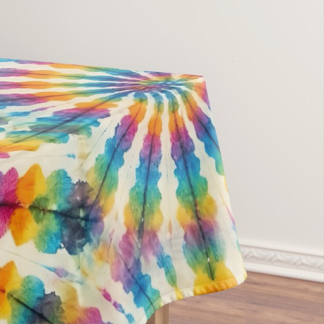 Psychedelic Tie Dye | Groovy Retro Tablecloth (In Situ)