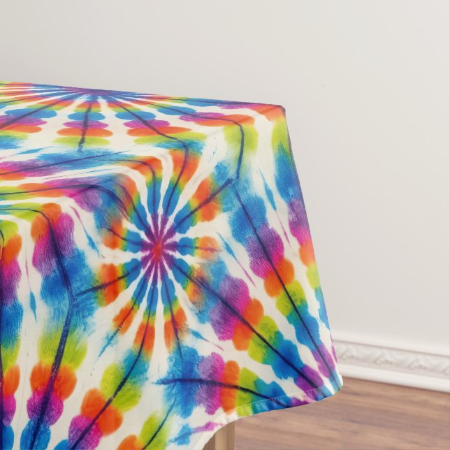 Psychedelic Tie Dye | Groovy Retro Tablecloth (In Situ)