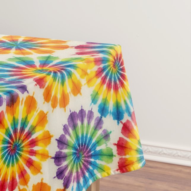 Psychedelic Tie Dye | Groovy Retro Tablecloth (In Situ)
