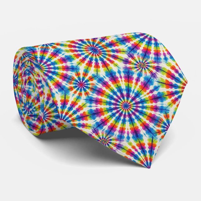 Psychedelic Tie-Dye Pattern Tie (Rolled)