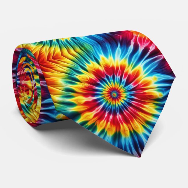 Psychedelic Tie-Dye Pattern Tie (Rolled)