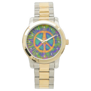 Psychedelic Tie-Dye Peace Sign Fine Art Watch