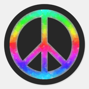 Psychedelic Tie-Dye Peace Sign Stickers (Black)