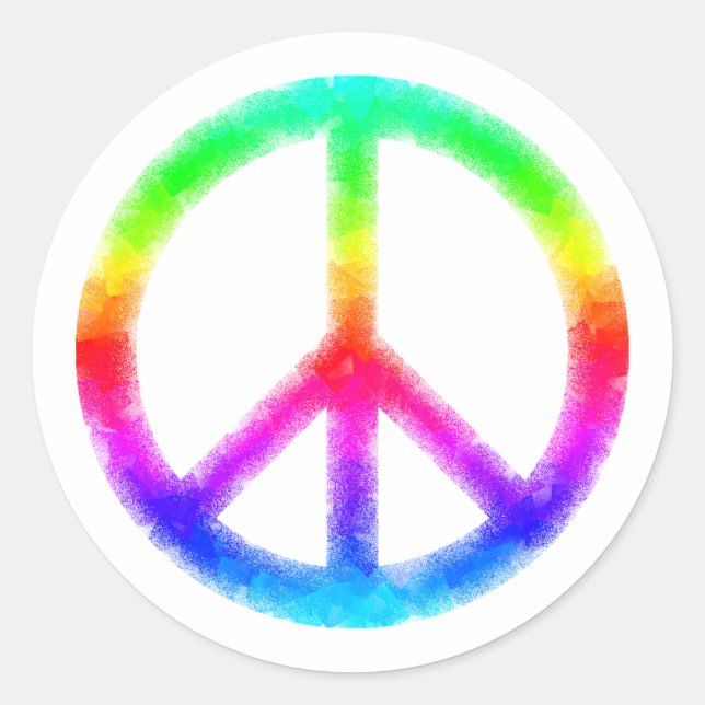 Psychedelic Tie-Dye Peace Sign Stickers (White) (Front)