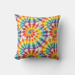 Psychedelic Tie Dye Retro Groovy Throw Pillow