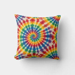 Psychedelic Tie Dye Retro Groovy Throw Pillow