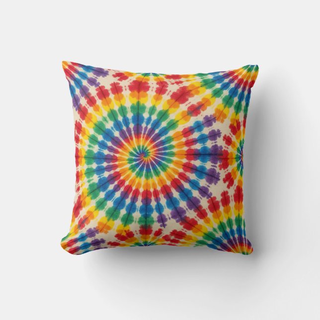 Psychedelic Tie Dye | Retro Groovy Throw Pillow (Front)