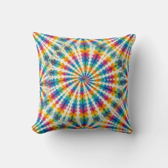 Psychedelic Tie Dye | Retro Groovy Throw Pillow (Front)