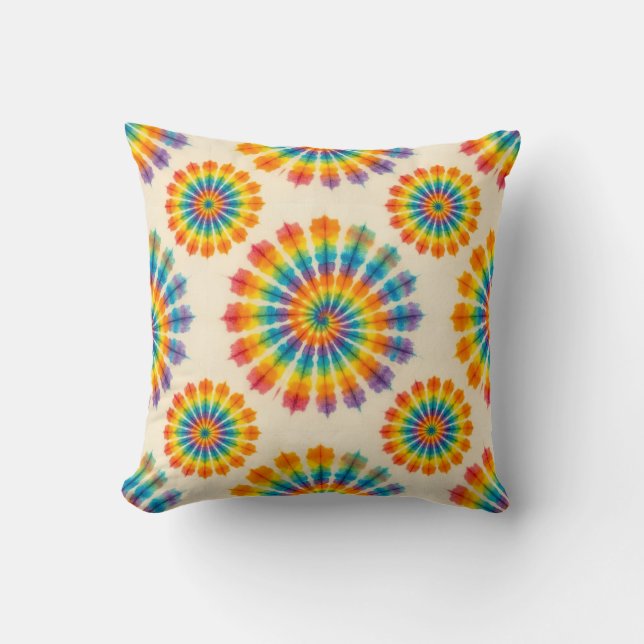 Psychedelic Tie Dye | Retro Groovy Throw Pillow (Front)