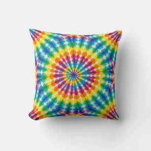 Psychedelic Tie Dye Retro Groovy Throw Pillow